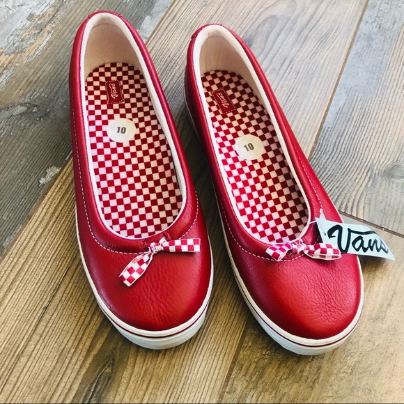 Vans Shoes - Women’s Red leather Vans, SZ 10